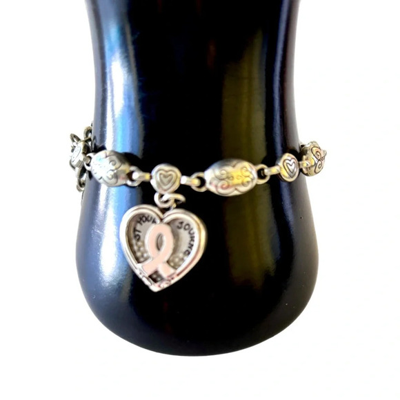 Brighton "Trust Your Journey" Heart Charm Bracelet.  Breast Cancer awareness. - Picture 3 of 6